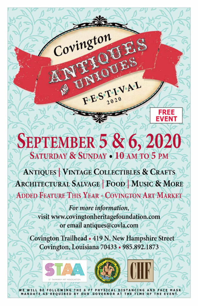 Covington Announces Antiques and Uniques Festival Sept 5 & 6, 2020