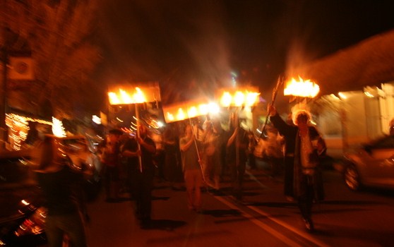 Flambeaux - St. John Fools of Misrule March of Fools, downtown Covington