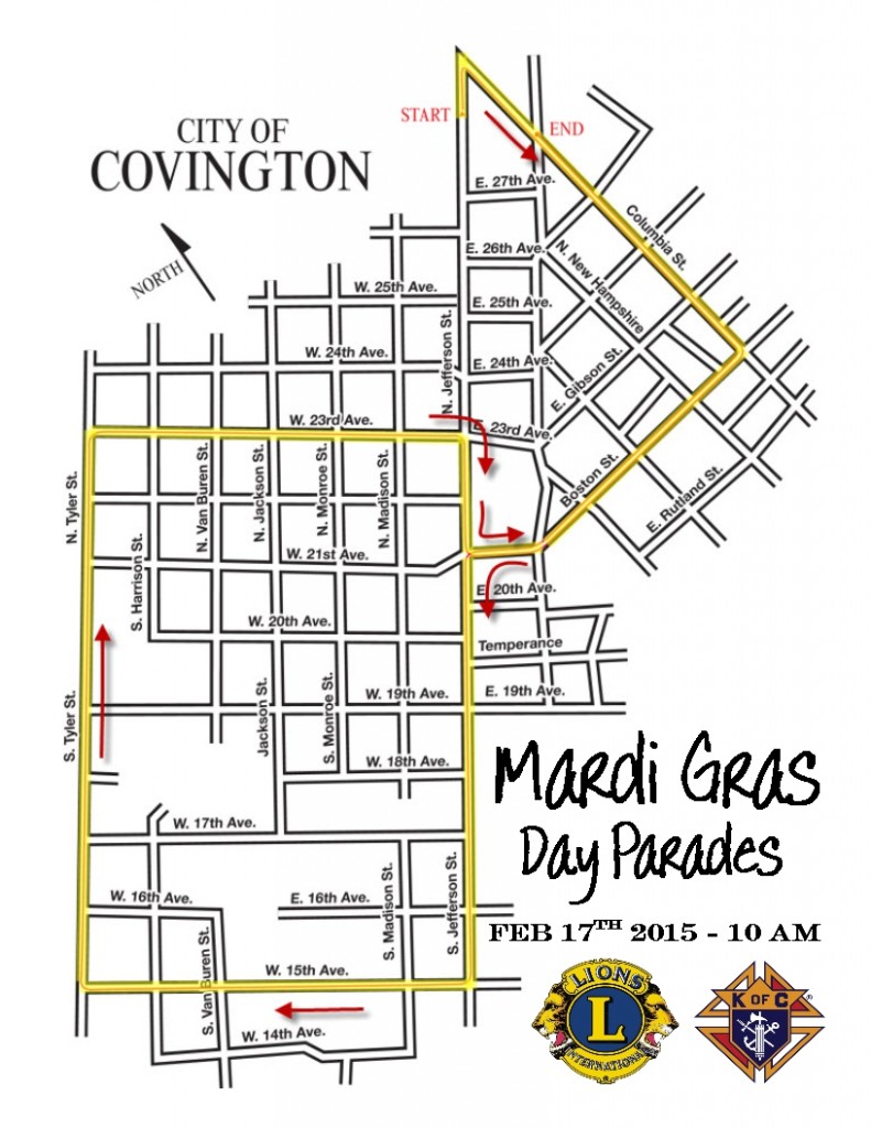 Mardi Gras Day Parade route map