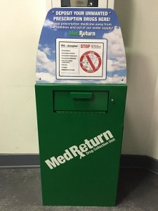 CPD drug collection container, located in the main lobby of the station.