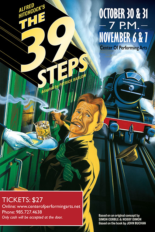 "39 Steps" Production Poster Center Of Performing Arts